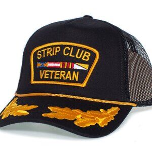 Strip Club Veteran - Funny Trucker Hat Adult One-Size Snap Closure Black